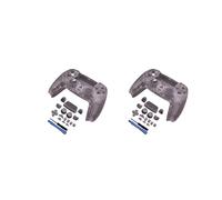 2X Full Set Clear Housing Shell for PS5 Controller Custom with Buttons,Touchpad Cover&Transparent Case Skin Kit