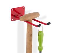 2x Ganci Porta Attrezzi Portaoggetti Giardinaggio Giardino Acciaio Rosso L: 24cm