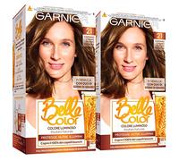 2x Garnier Belle Color Colorazione in Crema per Capelli Permanente Azione Nutriente Illuminante Risultato Naturale con Olio di Germe di Grano Colore 21 Castano Chiaro Dorato Naturale - 2 Confezioni