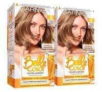 2x Garnier Belle Color Colorazione in Crema per Capelli Permanente Azione Nutriente Illuminante Risultato Naturale con Olio di Germe di Grano Colore 4 Biondo Cenere Naturale - 2 Confezioni