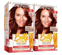 2x Garnier Belle Color Colorazione in Crema per Capelli Permanente Azione Nutriente Illuminante Risultato Naturale con Olio di Germe di Grano Colore 51 Mogano Scuro Naturale - 2 Confezioni
