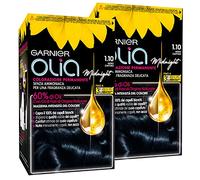 2x Garnier Olia Midnight Colorazione Capelli Tinta Permanente Colore 1.10 Nero Zaffiro Senza Ammoniaca Fragranza Delicata - 2 Tinte