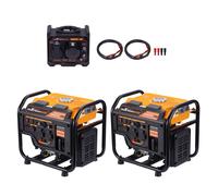 2X Generatore Di Corrente 3KW 4 tempi 23.5kg ECO Silenzioso + Parallelo Kit