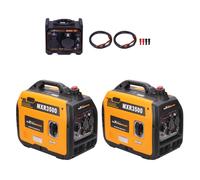2x Generatore Di Corrente 3KW portatile 21kg + Box Parallelo Kit 32 A