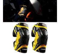 2x Ginocchiere Moto K01-3 Per Motocross Racing Giallo Riflettente
