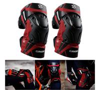2x Ginocchiere Moto K01-3 Per Motocross Racing Rosso Riflettente