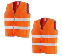 PALUPLUS 2 Gilet Catarifrangente di Sicurezza colore Arancione, Taglia Unica, Giubbotto con Bande Riflettenti ad Alta Visibilità 360°, per Auto, Cantiere, Addetti alla Pulizia -210N