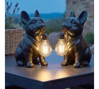 2x Globo Bulldogge Lampada Solare LED Esterno Nera Opaca 23,5cm IP44 [EEK: Non valutato]