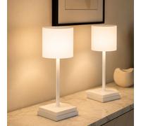 2x Globo Lampada Da Tavolo LED Ricaricabile Touch Dimmerabile Bianco 32cm