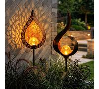 2x Globo Lampada Solare Da Esterno LED IP44 Fiamma Bronzo Nero, Piantana
