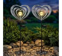 2x Globo Lampada Solare LED Da Terra Gartenlamp schwarz Vetro Cuore 82 cm [EEK: Non valutato]