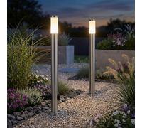 2X Stehleuchte Da Giardino Esterna Con Presa E27 Opal IP44 Acciaio 110 cm [EEK: Non valutato]