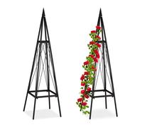 2x graticolati ad obelisco grigliato a colonna, a forma di torre, per rampicanti