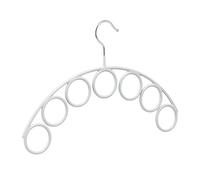 2x Gruccia per Sciarpe, Metallo e Gomma, 7 Anelli Appendi Scialli, Foulard, Antiscivolo, Ø 5 cm, Grigio Chiaro