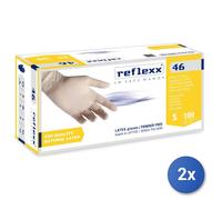 2x Guanti 100 Pezzi Lattice Reflexx S Senza Polvere 46
