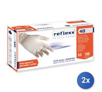 2x Guanti 100 Pezzi Lattice Reflexx Xs Con Polvere 40 Made In Italy