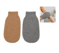 2x Guanto Esfoliante Corpo Grigio e Marrone,Set Manopole Scrub in Viscosa | Rimuove Cellule Morte, Pelle Liscia e Luminosa,Doccia e Massaggio