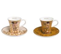 2X Gustav Klimt Tazze Da Caffè Il Bacio + L'Attesa Coniche Goebel Porcellana