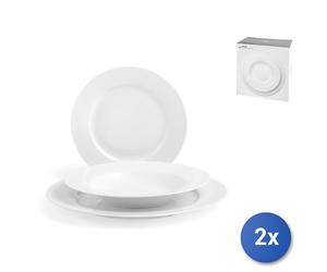 2x H&H Lifestyle Servizi tavola Malibù 18 pezzi con forma ad ala. Composto da 6