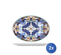 2x H&H Piatti ovali in melamina decorata, 43x30,5x3 cm