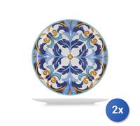 2x H&H Piatti rotondi in melamina, decorato, 45x3,5 cm