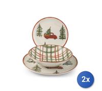 2x H&H Servizi 12 pezzi tavola Adventure in stoneware decorato