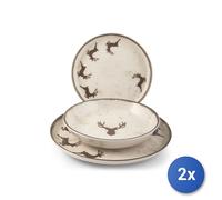 2x H&H Servizi 12 pezzi tavola Nordic Wild Mocha in stoneware