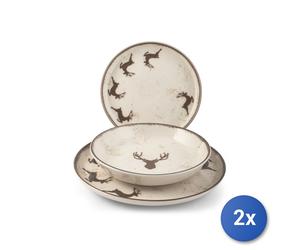 2x H&H Servizi 12 pezzi tavola Nordic Wild Mocha in stoneware