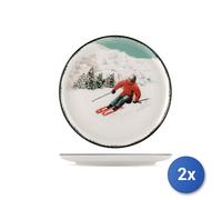 2x H&H Servizi 12 pezzi tavola Winter Scape in stoneware decorato