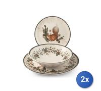 2x H&H Servizi 18 pezzi tavola Coup Nordic Garland in stoneware