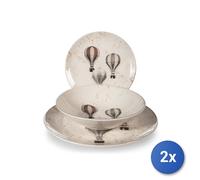 2x H&H Servizi 18 pezzi tavola Coupe Frost Sky in stoneware
