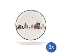 2x H&H Servizi 18 pezzi tavola Coupe Warm Wishes in stoneware