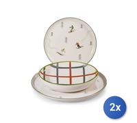 2x H&H Servizi 18 pezzi tavola Nordic Sky Holiday in stoneware