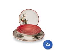 2x H&H Servizi 18 pezzi tavola Red Berries in stoneware decorato