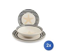 2x H&H Servizi tavola Calypso da 18 pezzi in stoneware, decorato