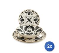 2x H&H Servizi tavola Helena da 18 pezzi in stoneware, decorato