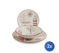 2x H&H Servizi tavola Lighthouse 18 pezzi in stoneware, decorato