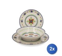 2x H&H Servizi tavola Limoges da 18 pezzi in stoneware, decorato