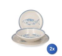 2x H&H Servizi tavola Mediterranean da 18 pezzi in stoneware, decorato