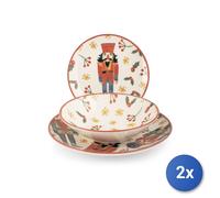 2x H&H Servizio 18 pezzi tavola Kingdom in stoneware decorato