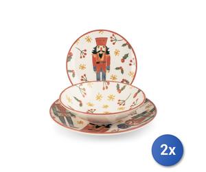 2x H&H Servizio 18 pezzi tavola Kingdom in stoneware decorato