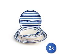 2x H&H Servizio 18 pezzi tavola Puerto in stoneware decorati