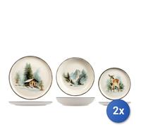 2x H&H Servizio da tavola 18 pezzi Crystal Peak, forma Nordic, in stoneware