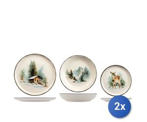 2x H&H Servizio da tavola 18 pezzi Crystal Peak, forma Nordic, in stoneware
