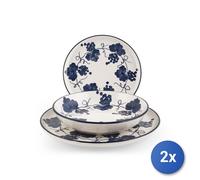 2x H&H Servizio tavola 18 pezzi Provence FANTASIA BIANCA BLU