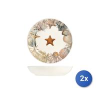 2x H&H Servizio18 pezzi tavola Saintbarth in stoneware decorato