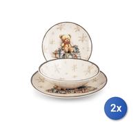 2x H&H Sevizio 18 pezzi tavola Majestic in stoneware decorato