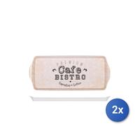 2x H&H Vassoi Bistro in melamina decorata cm 38x16,5