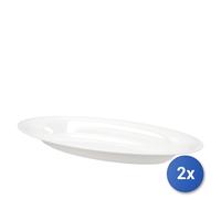 2x H&H Vassoi ovali in melamina bianca, 57x30,5x5,5 cm