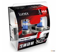 2x H4 Lunex NIGHT VISION 3600K 60/55W 12V Lampadine Faro Alogene P43t Hard Case